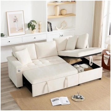 Merax Corner Sofa with Sleep Function, Practical S