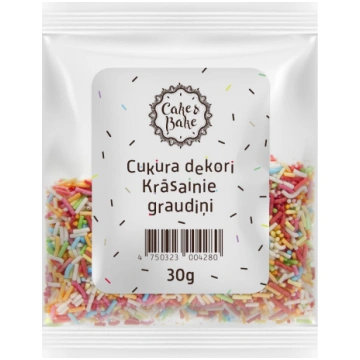 Dekori cukura krāsainie graudiņi 30g CAKE&BAKE