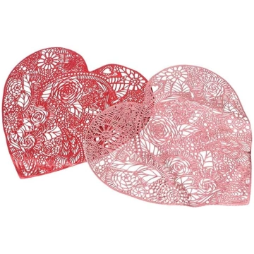 BESPORTBLE Pack of 2 Heart Shaped PVC Place Mats H
