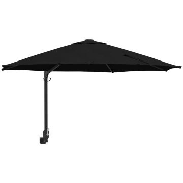 Vidaxl Lietussargs Patio Melns Poliesteris, Tēraud