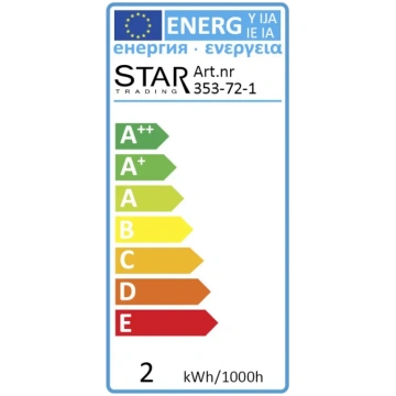 LED Spuldze ST38 E14 2100K 30lm 1,6W 3,8x9,2cm 353