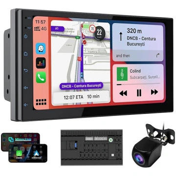 2 DIN auto radio ar bezvadu CarPlay un Android Car