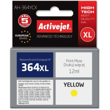 Activejet AH-364YCX ink for HP printer; HP 364XL C
