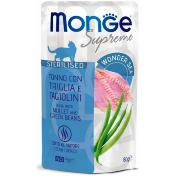 Monge Cat Supreme Pouch Sterilised Tuna Flakes wit