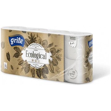 Tualetes papīrs GRITE Ecological 3 sl., baltā krās