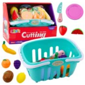LEAN Toys Set of Velcro Fruit Cutters Plates Knife