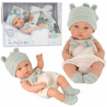 LEAN Toys Baby Doll, Gray Outfit, Hat, Bib, 18 cm 