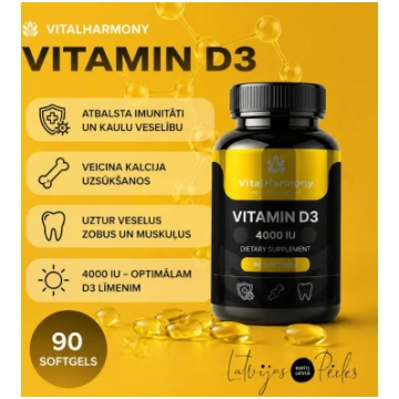 D3 vitamīns 4000ui 90kap. VITALHARMONY