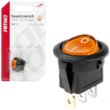 Slēdzis apaļš 12/24V 20A ON/OFF ar oranžu apgaismo