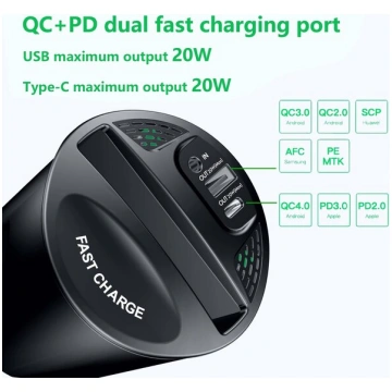 55W Auto telefona uzlādes stacija ātrā uzlāde USB 