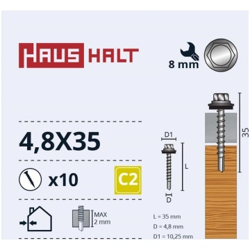 SELF SCREW 4 8X35 WOOD+EPDM ZN 10PCS 000051389981 