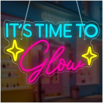 It"s Time To Glow Neon Sign Pink LED Sign Neon Lig