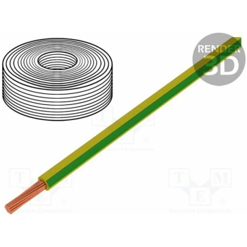 Wire; H07V-K; stranded; Cu; 1.5mm2; PVC; yellow-gr
