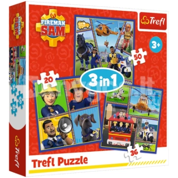 TREFL FIREMAN SAM Pužļu komplekts 3in1 Ugunsdzēsēj