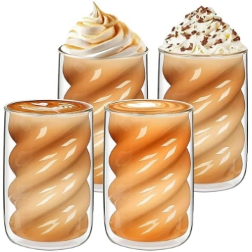 Latte Macchiato glāzes, divstūra kafijas glāzes, 3
