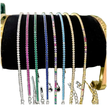 925 Silver Anklet with Marine Charms - Blue