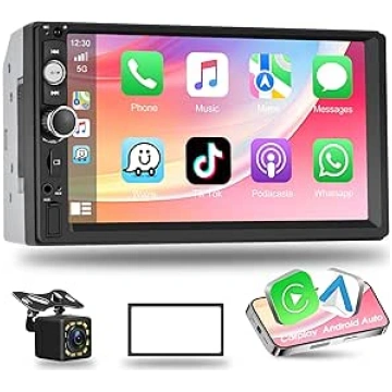 Podofo 2 DIN Bluetooth radio ar iOS Carplay Androi