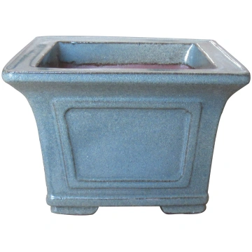 6" Stone Grey Glazed Semi-Cascade Bonsai Pot