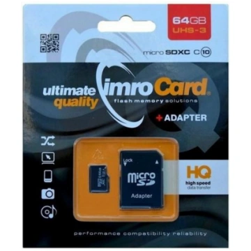 Imro memory card 64GB microSDXC cl. 10 UHS-3 + ada