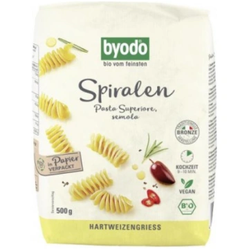 Cietgraudu makaroni spirāles BIO 500g Byodo