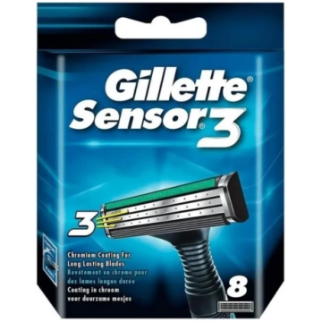Gillette Sensor3 skuvekļu asmeņi ar uzlabotiem slī