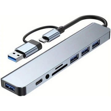 8 vienā USB C HUB, Lasītājs ar Splitteri. , 8 iš 1