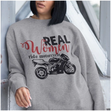 Džemperis "Real women ride motorcycle" (bez kapuce