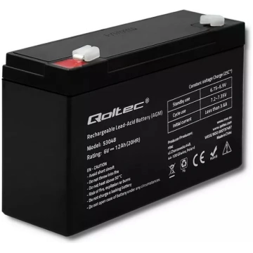 Aizvērta AGM akumulators QOLTEC 6V 12Ah UPS un rez