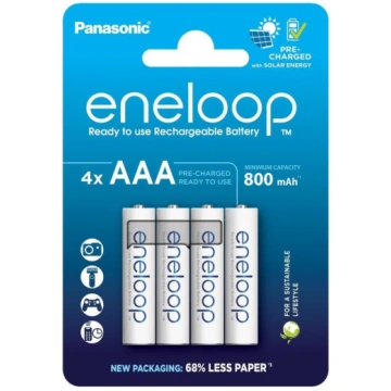 Panasonic - 4 gab. Uzlādējama baterija AAA Eneloop