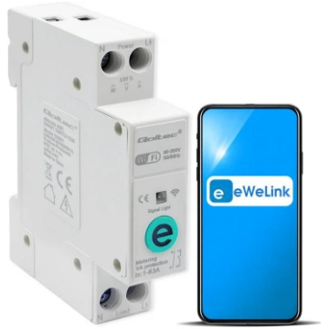 Qoltec Wi-fi DIN rail relay with electricity meter
