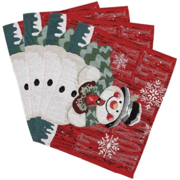 Christmas Place Mat Cotton Linen Embroidery Multic