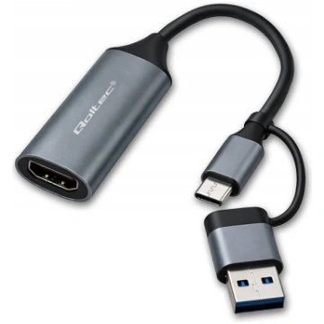 Adapter USB Qoltec USB-C - HDMI Szary (53789) 5378