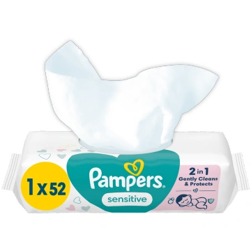 PAMPERS bērnu mitrās salvetes SENSITIVE, 52 gab