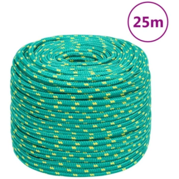 vidaXL laivu virve, zaļa, 8 mm, 25 m, polipropilēn