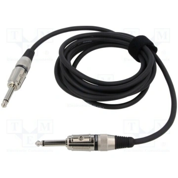 Cable; Jack 6,3mm 2pin plug,both sides; 3m; black;