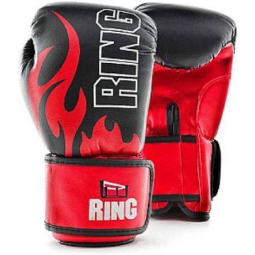 Boksa cimdi Ring Fire (RR-15) 6 oz, melni/sarkani 