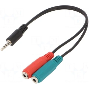 Cable | Jack 3,5mm 4pin plug,Jack 3.5mm socket x2 
