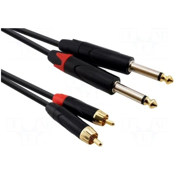 Cable | Jack 6,3mm plug x2,RCA plug x2 | 5m | blac