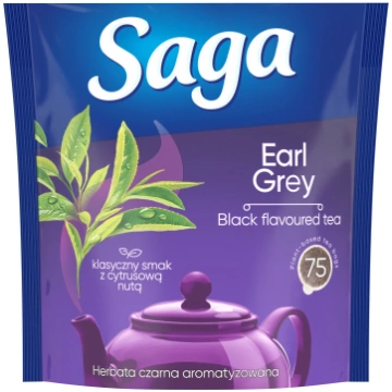 Tēja Saga, Melna, Earl Grey, 75 Maisiņi