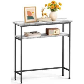 VOUNOT Narrow Console Table with 2 Shelves, Hallwa