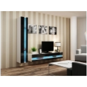 CAMA MEBLE VIGO NEW Sienas vitrīna (balta + melna 