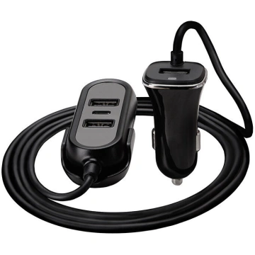 Auto lādētājs 3xusb + Pd 7.2a Tracer