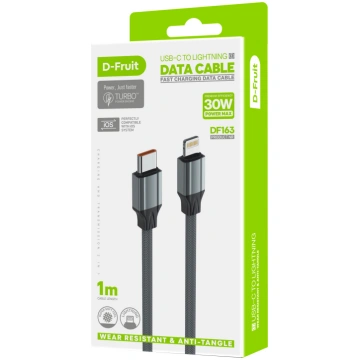 D-Fruit cable USB-C - Lightning DF163 1m grey 4741
