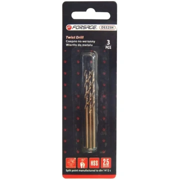 Metāla urbji Forsage F-DS325H HSS-Co 2,5 mm, kompl