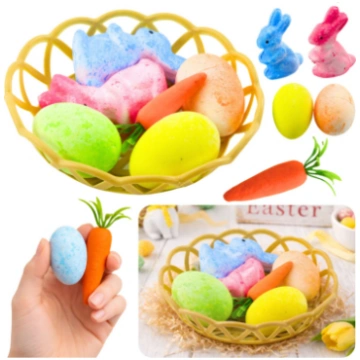 Easter Decorations In Basket Bunnies Eggs Carrot 6