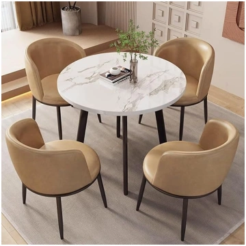 Round Dining Table with 4 Chairs, Modern Conferenc