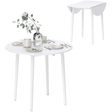 HOMCOM Folding Dining Table for 4 People, Round Fo