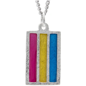 Pansexual PRIDE Flag Necklace - 20" sterling silve