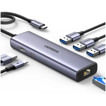 6-in-1 USB-C centrmezgla adapteris - 3x USB-A 3.0 