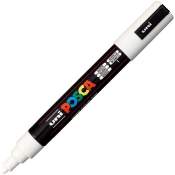 Marķieris Posca Uni, vienpusējs, balta krās